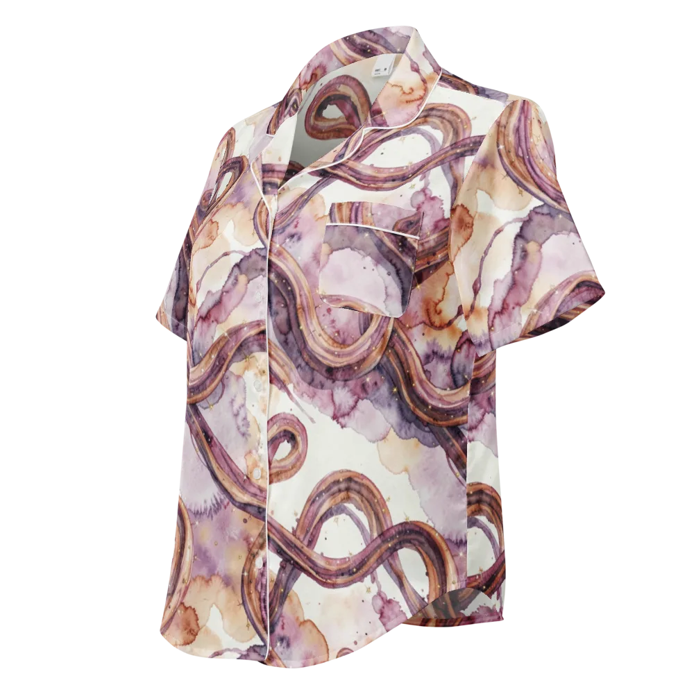 Stardust Swerve on Women's Short Sleeve Pajama Top — Left Front