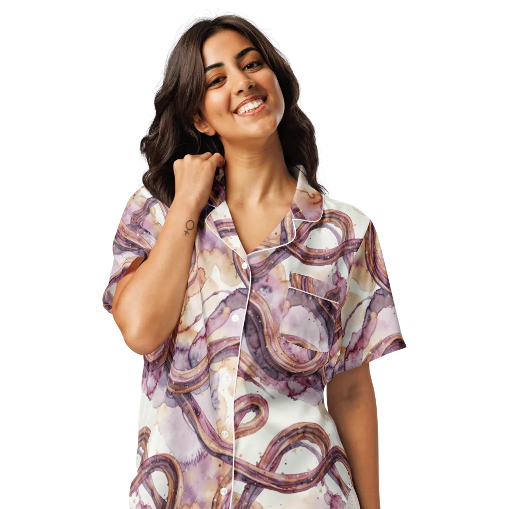 Stardust Swerve on Women's Short Sleeve Pajama Top — Front