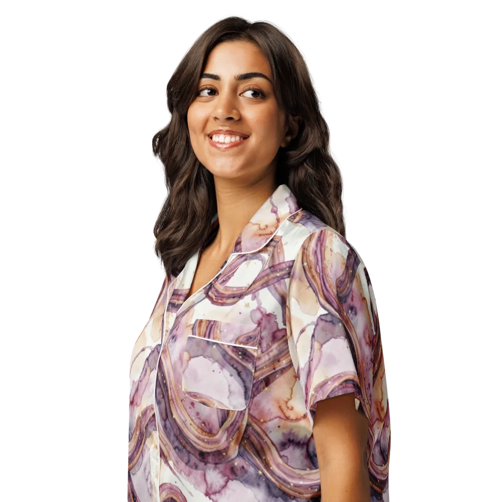 Stardust Swerve on Women's Short Sleeve Pajama Top — Left Front