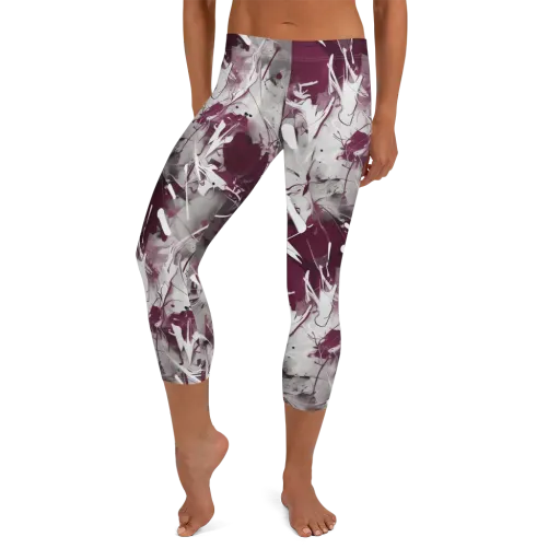 Burgundy Static on a Capri Leggings