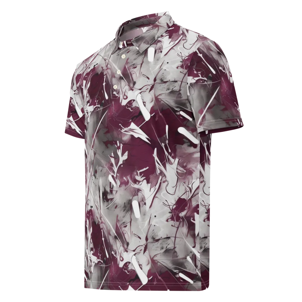 Burgundy Static on Men's Slim Fit Polo Shirt — Left Front