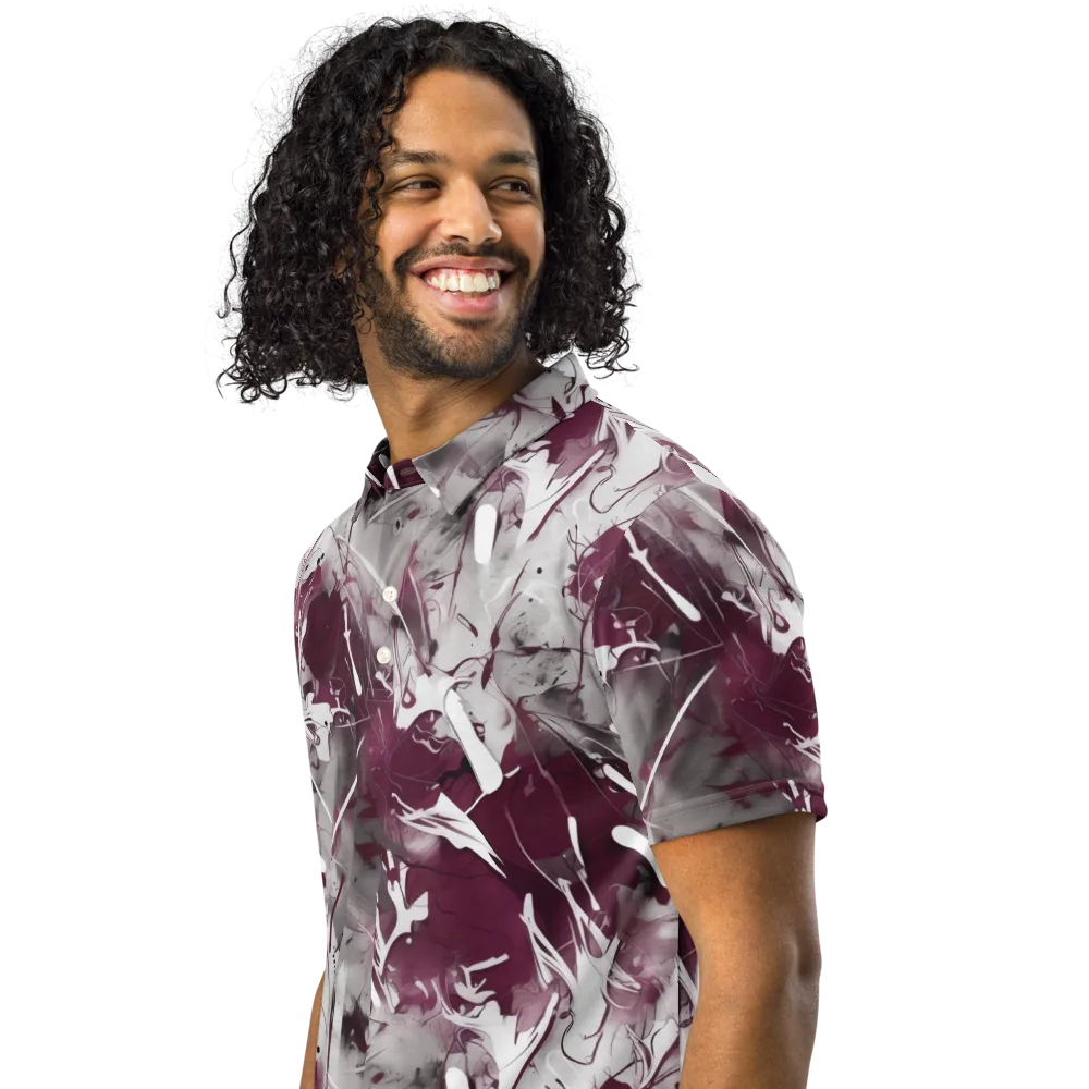 Burgundy Static on Men's Slim Fit Polo Shirt — Left Front