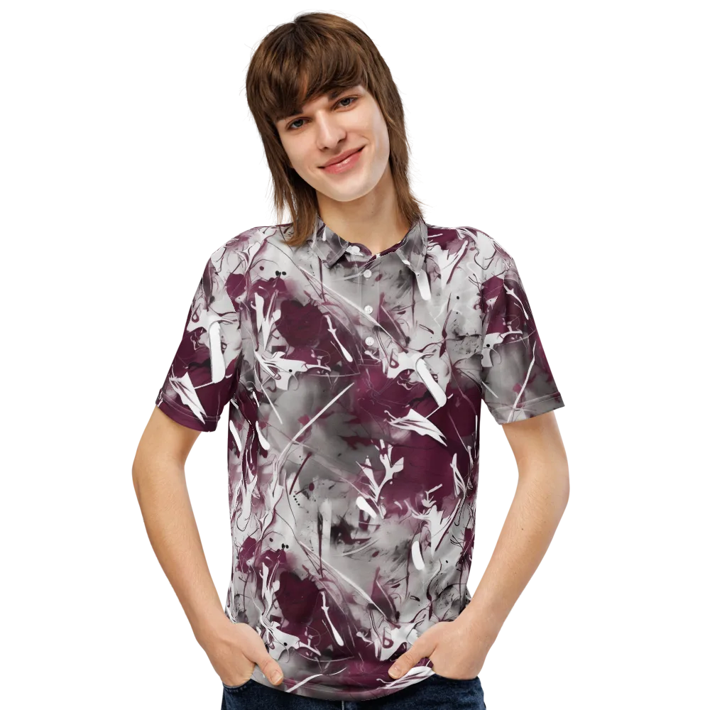 Burgundy Static on Men's Slim Fit Polo Shirt — Front