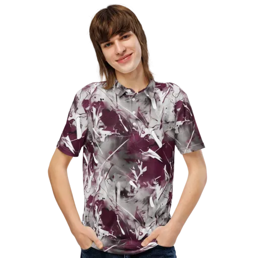 Burgundy Static on a Men's Slim Fit Polo Shirt