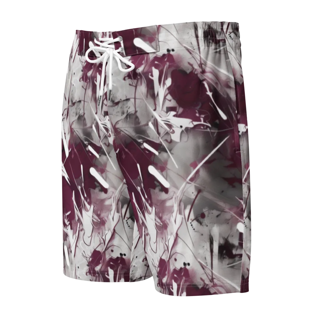 Burgundy Static on Men's Board Shorts — Front