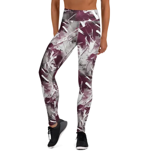 Burgundy Static on a Yoga Leggings