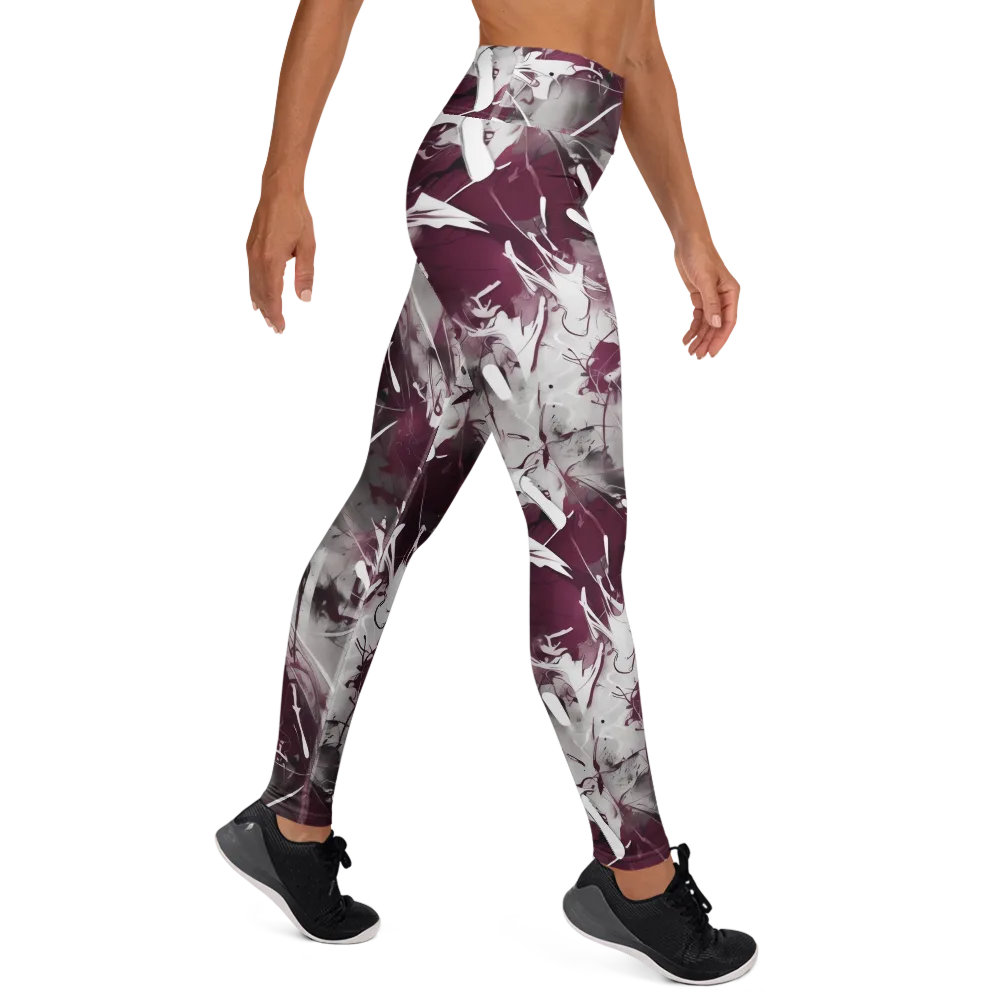 Burgundy Static on Yoga Leggings — Right