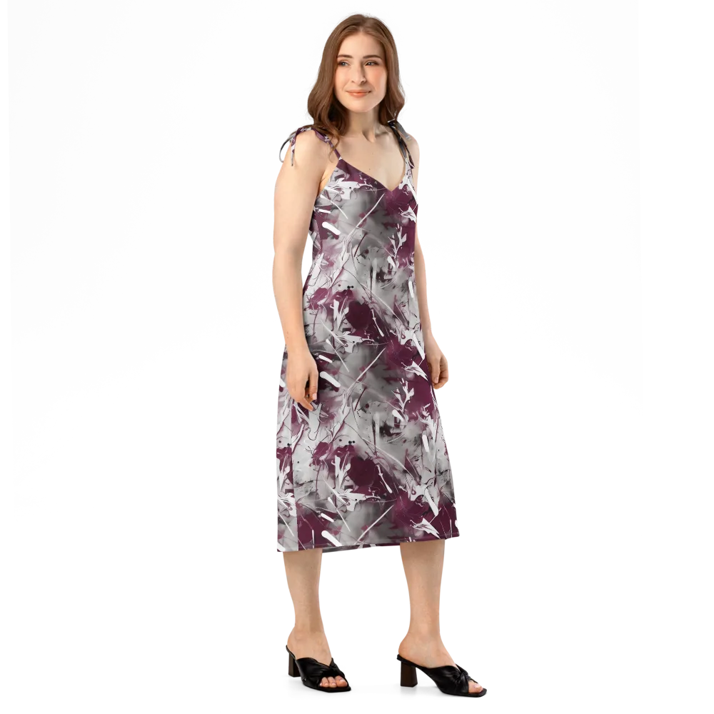 Burgundy Static on Slip Dress — Right Front