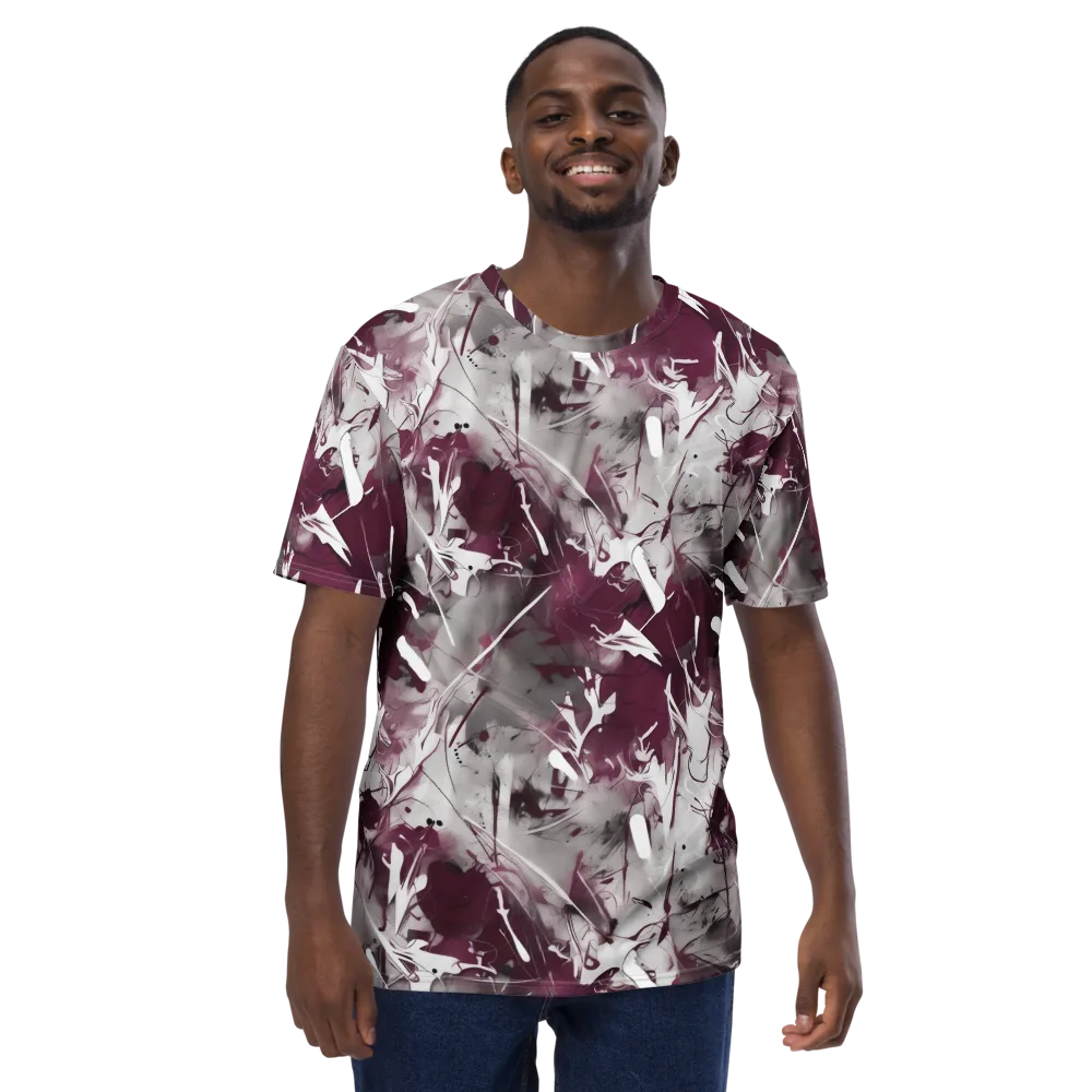 Burgundy Static on Men's Crew Neck T-Shirt — Front