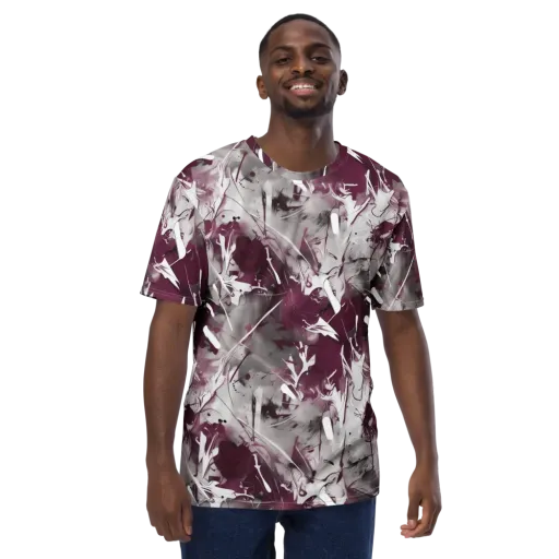 Burgundy Static on a Men's Crew Neck T-Shirt