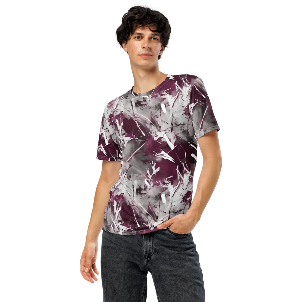 Burgundy Static on Men's Crew Neck T-Shirt — Front