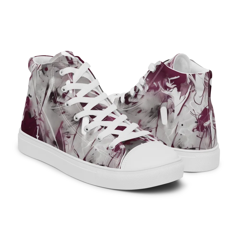Burgundy Static on Men's High Top Canvas Shoes — Right