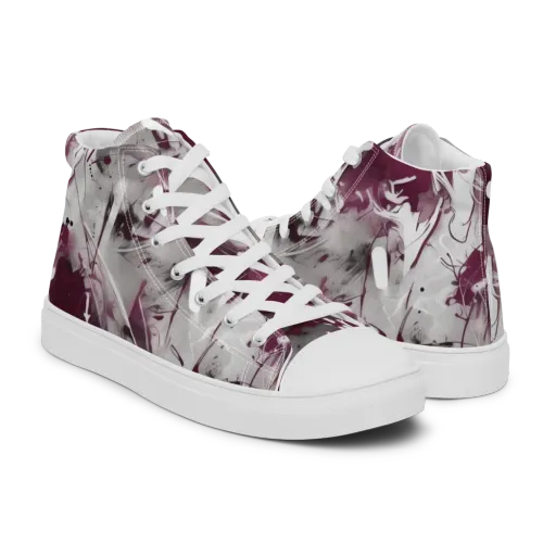 Burgundy Static on a Men's High Top Canvas Shoes