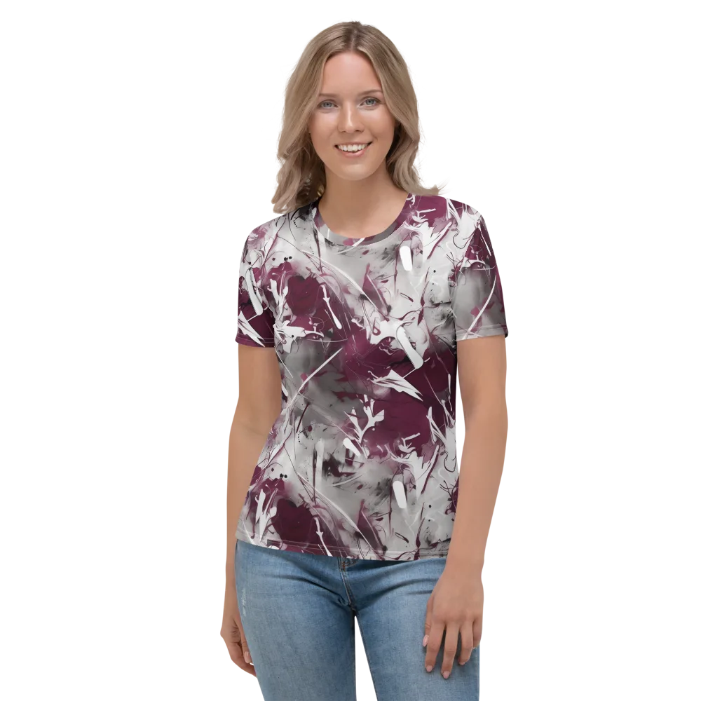 Burgundy Static on Women's Crew Neck T-Shirt — Front