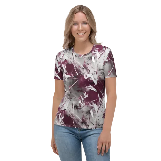Burgundy Static on a Women's Crew Neck T-Shirt