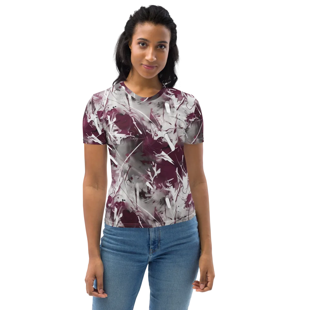 Burgundy Static on Women's Crew Neck T-Shirt — Front