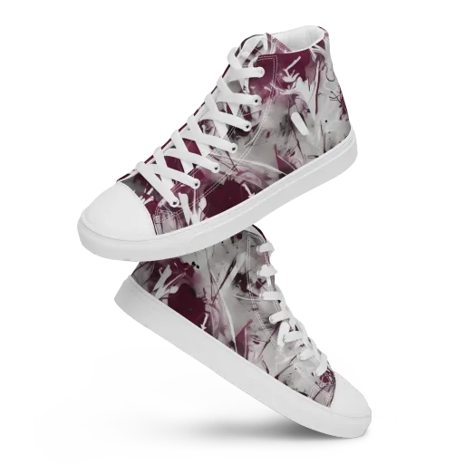 Burgundy Static on a Women's High Top Canvas Shoes