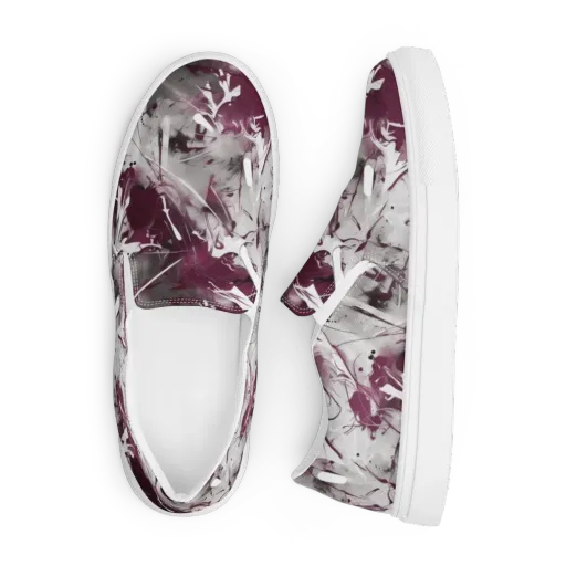 Burgundy Static on a Men's Slip-On Canvas Shoes