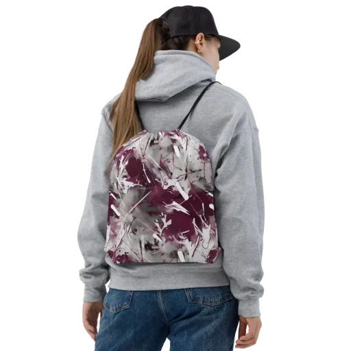 Burgundy Static on a Drawstring Bag