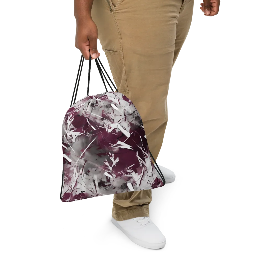 Burgundy Static on Drawstring Bag — Front