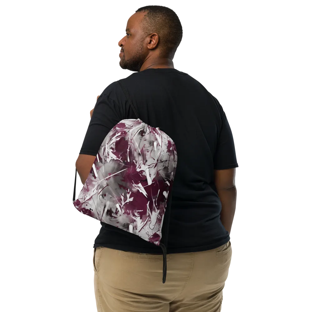 Burgundy Static on Drawstring Bag — Front