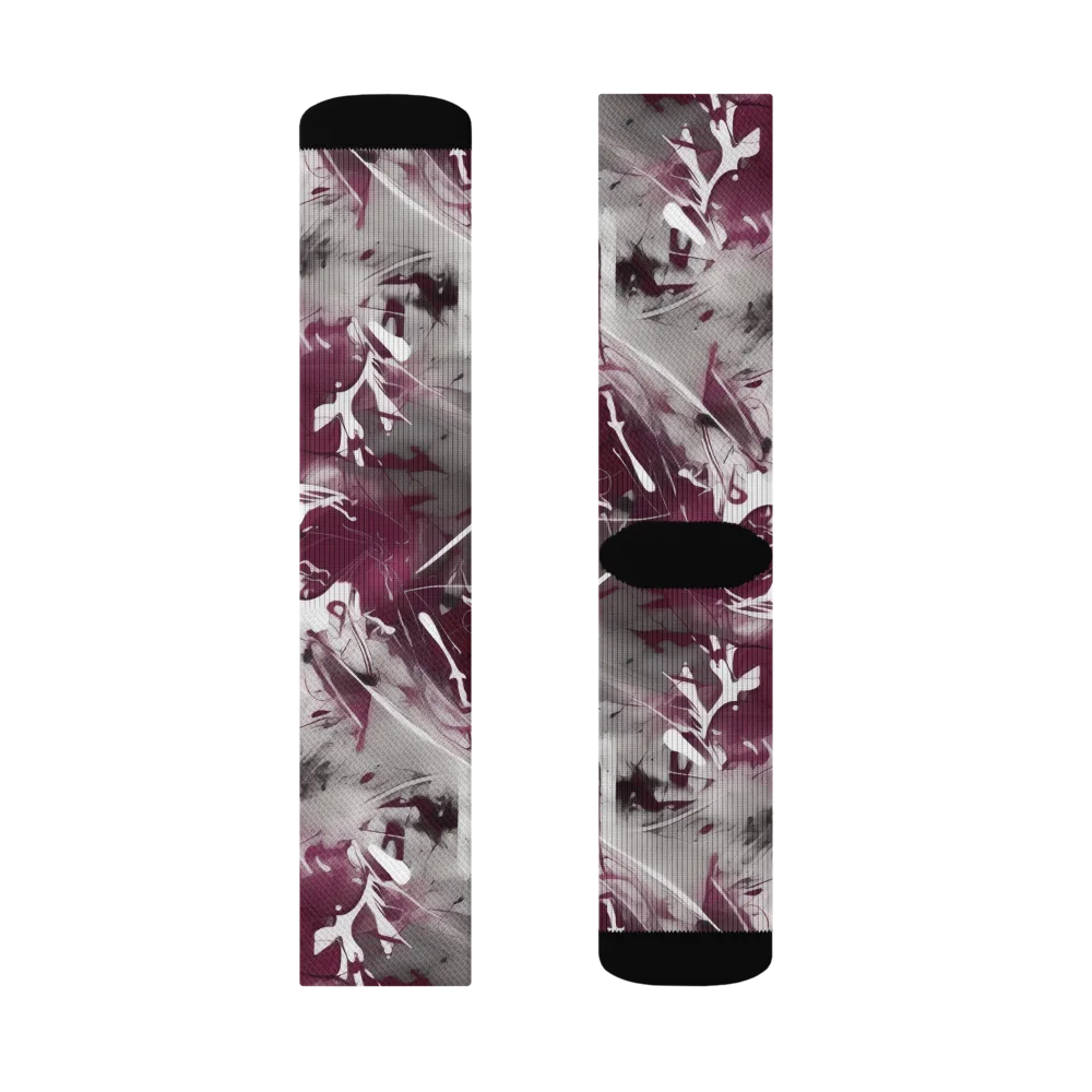 Burgundy Static on Socks — Left Sock