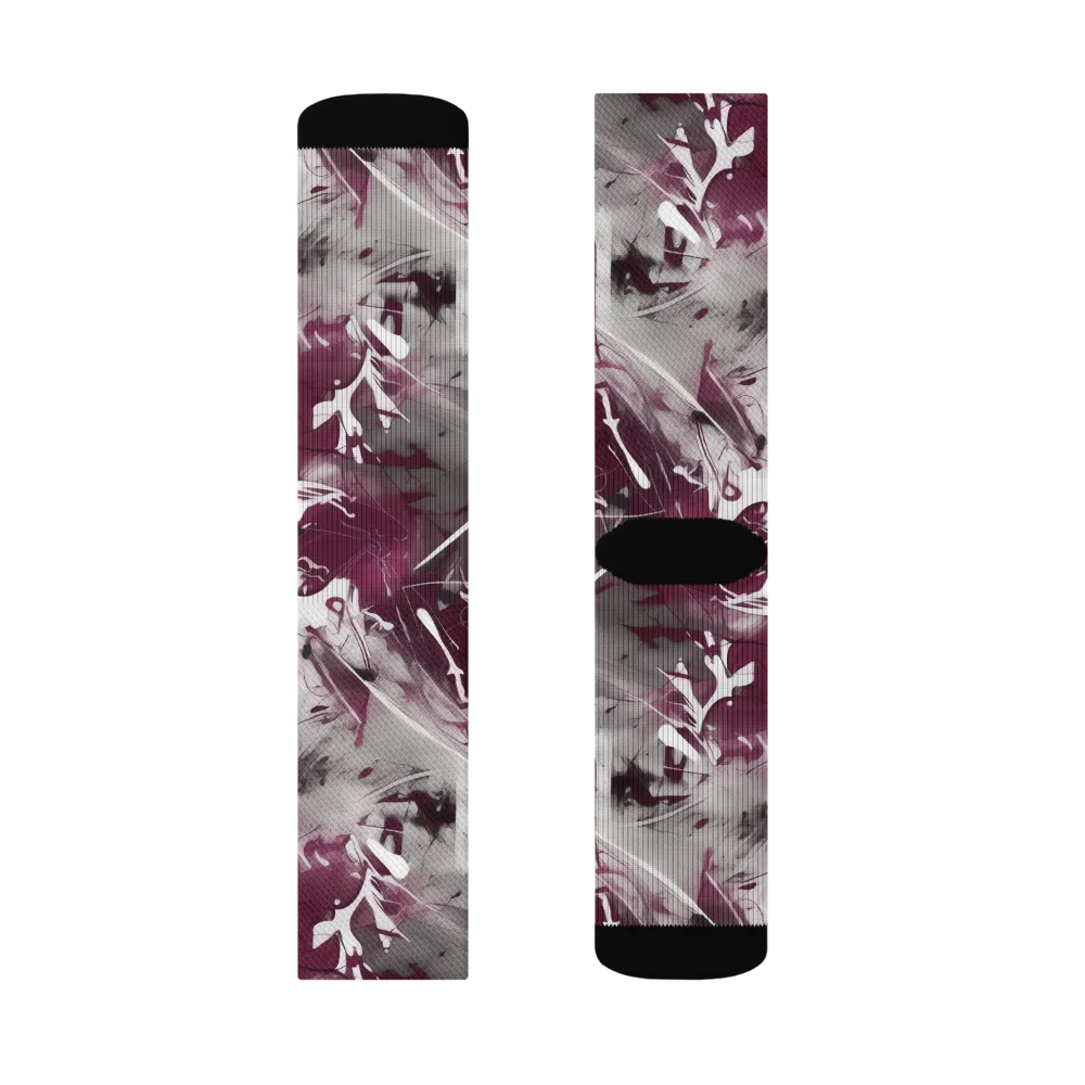 Burgundy Static on Socks — Right Sock