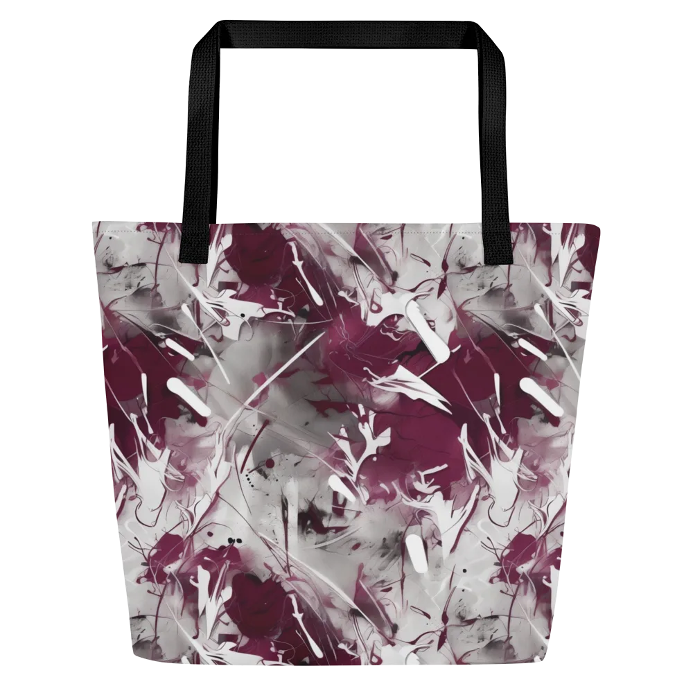 Burgundy Static on Large Tote Bag W/ Pocket — Front