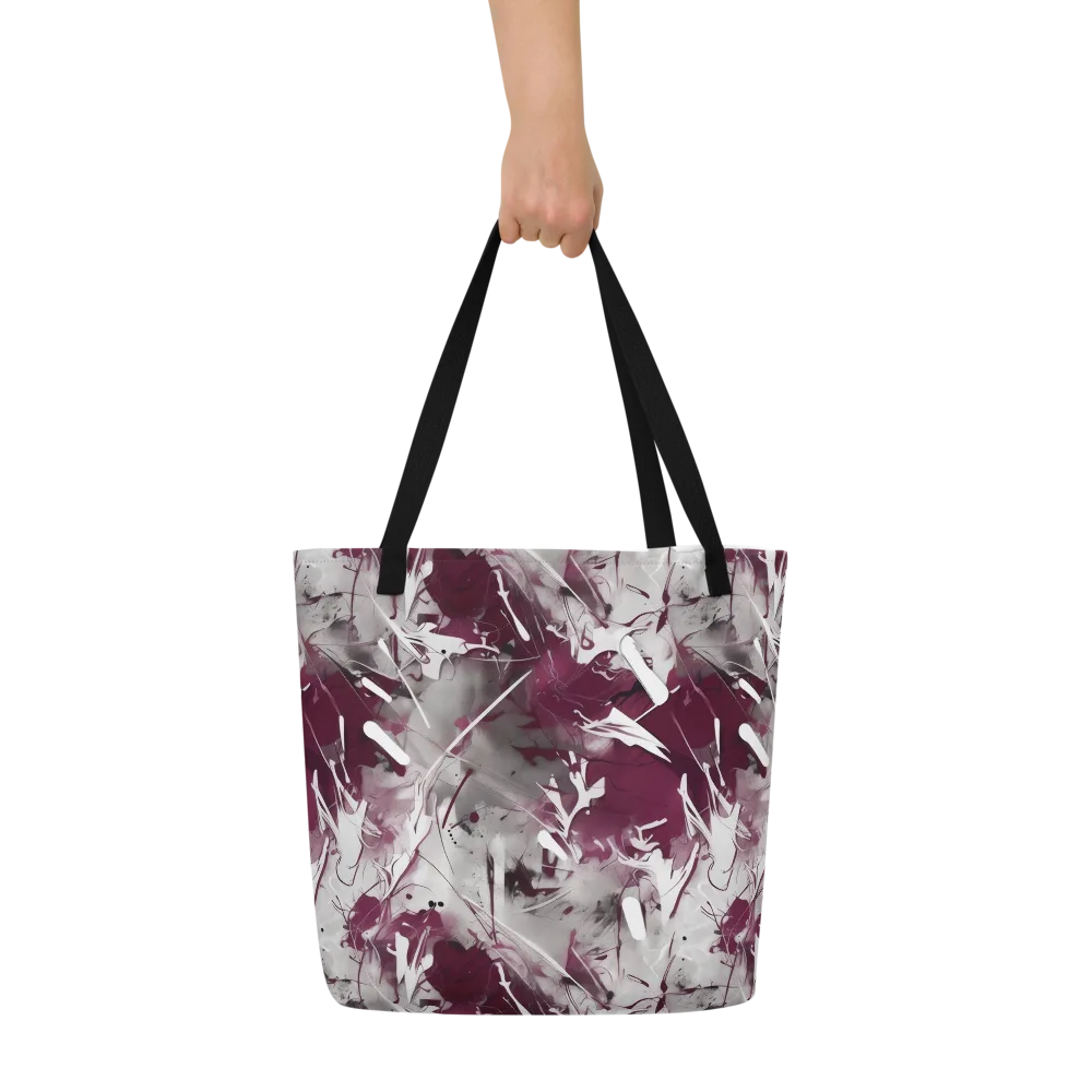 Burgundy Static on Large Tote Bag W/ Pocket — Front