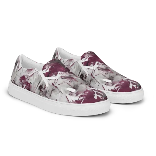 Burgundy Static on a Women's Slip-On Canvas Shoes