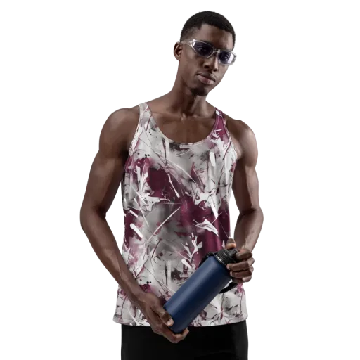 Burgundy Static on a Men's Tank Top