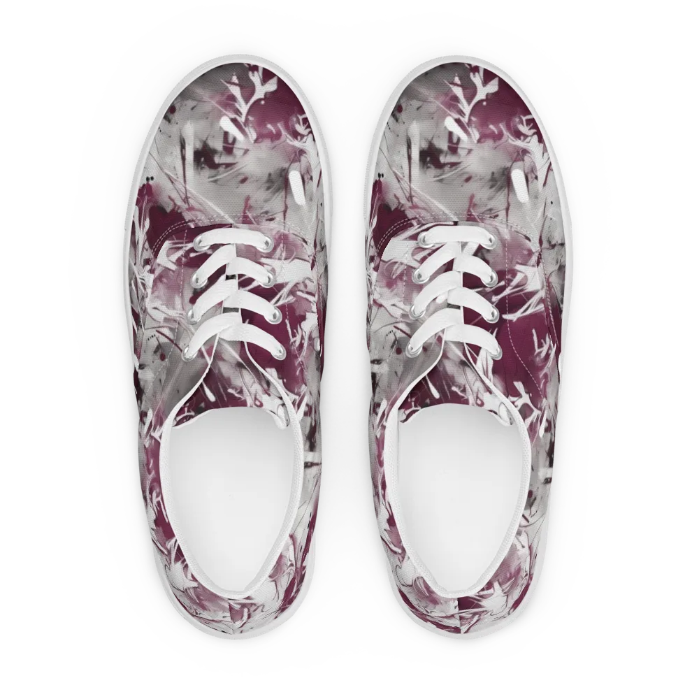 Burgundy Static on Men's Lace-Up Canvas Shoes — Front