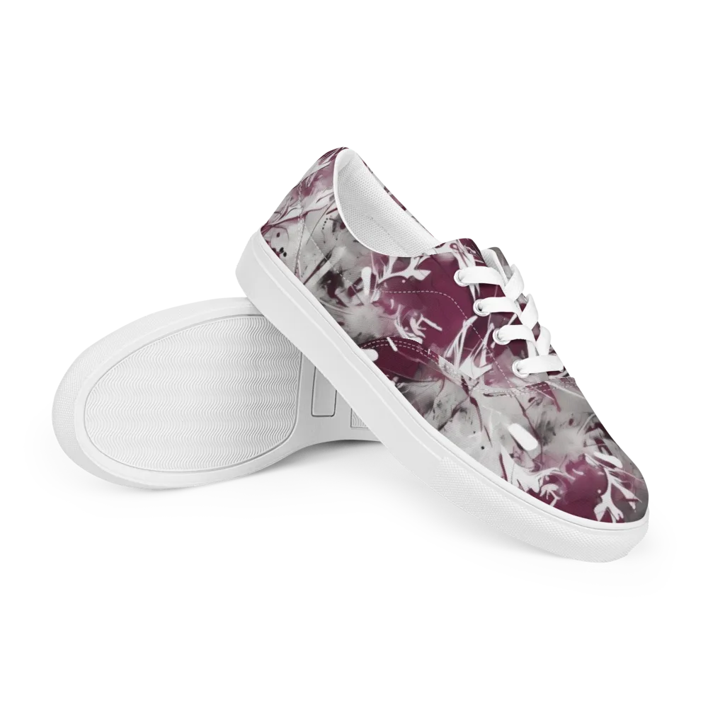 Burgundy Static on Men's Lace-Up Canvas Shoes — Right Front