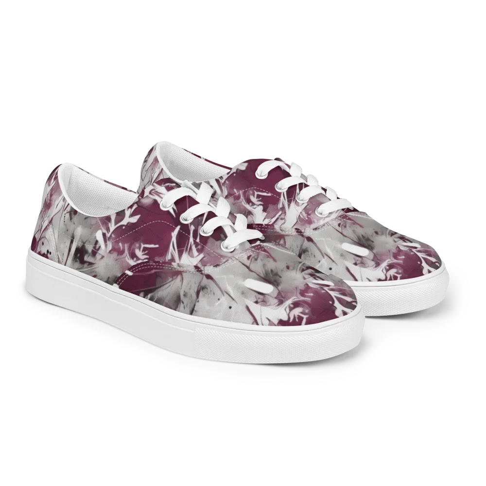 Burgundy Static on Men's Lace-Up Canvas Shoes — Right Front