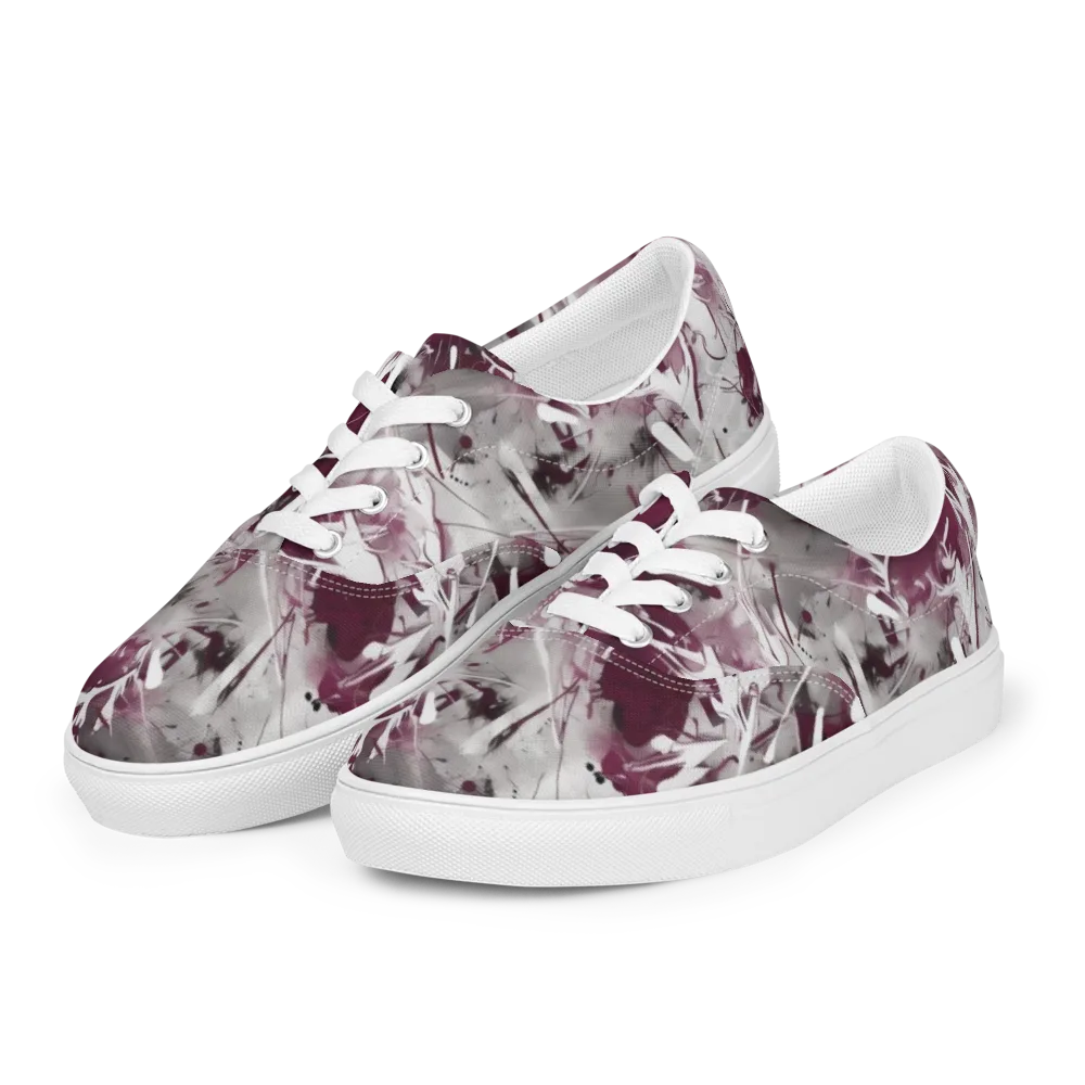 Burgundy Static on Men's Lace-Up Canvas Shoes — Left Front