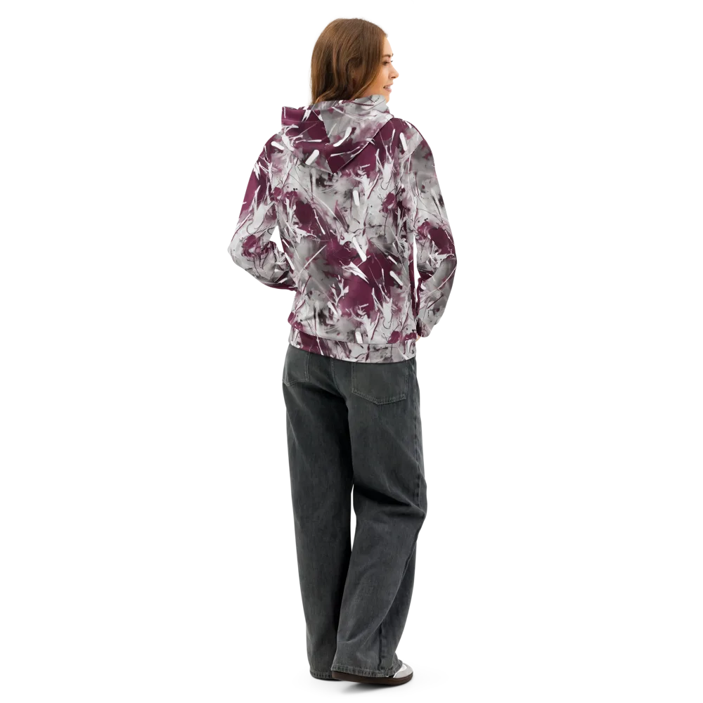 Burgundy Static on Cotton Hoodie — Back