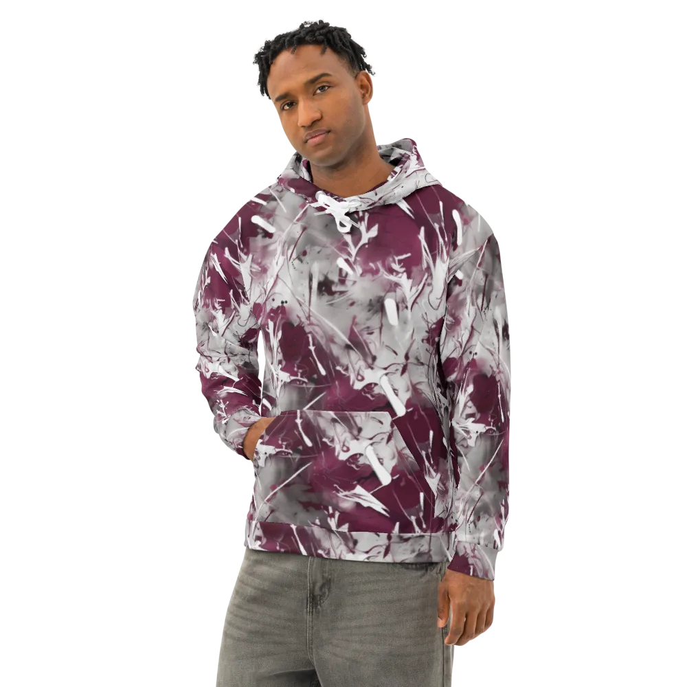 Burgundy Static on Cotton Hoodie — Left Front