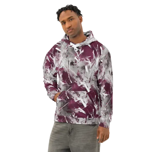 Burgundy Static on a Cotton Hoodie