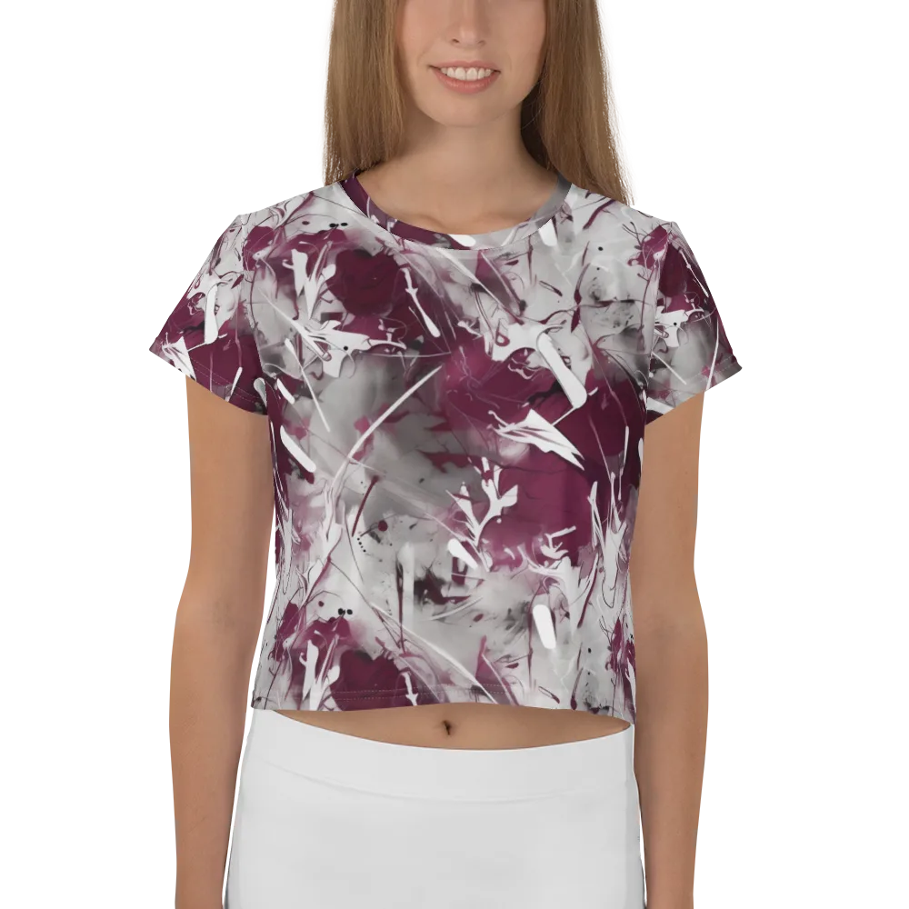 Burgundy Static on Crop Tee — Front