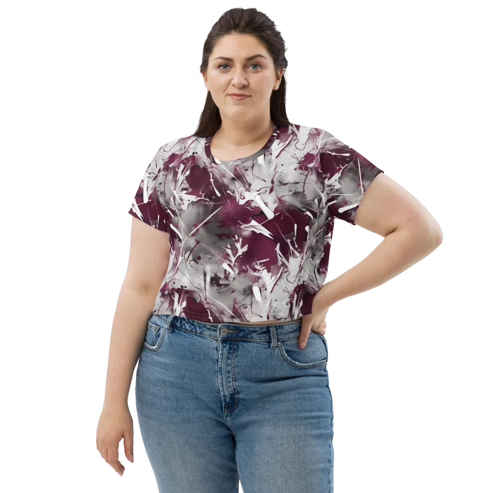 Burgundy Static on Crop Tee — Front