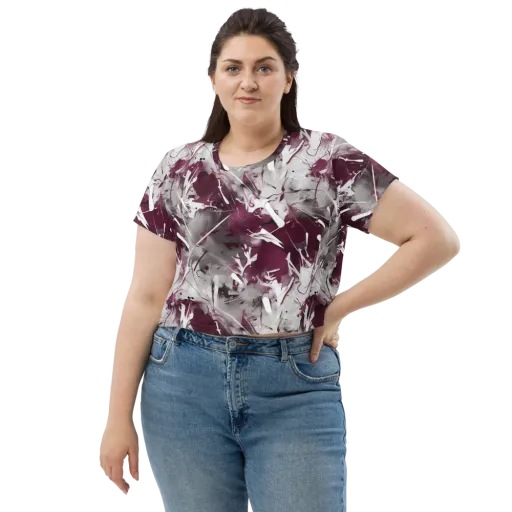 Burgundy Static on a Crop Tee