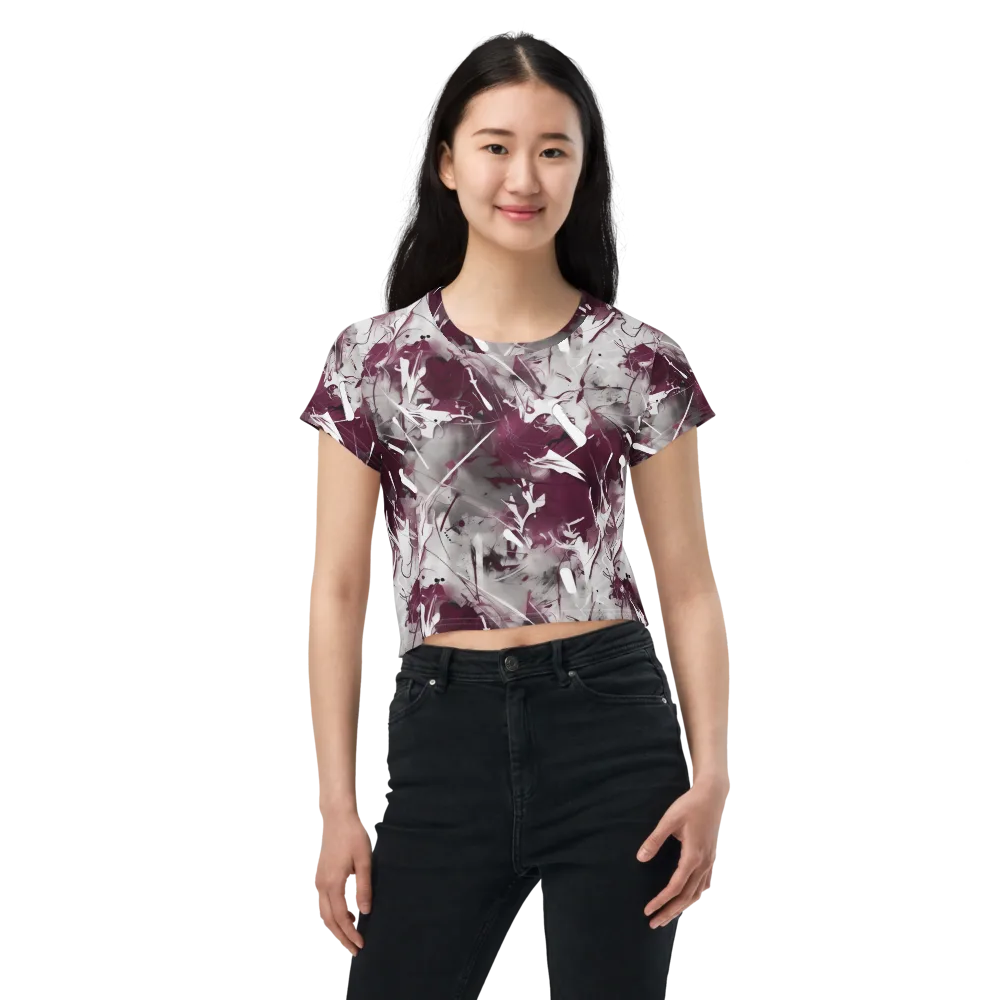 Burgundy Static on Crop Tee — Front