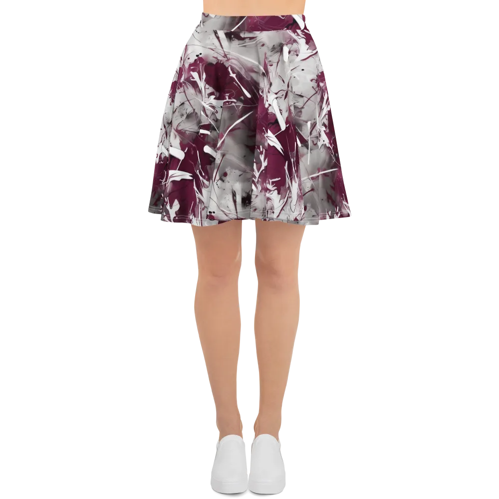Burgundy Static on Skater Skirt — Front