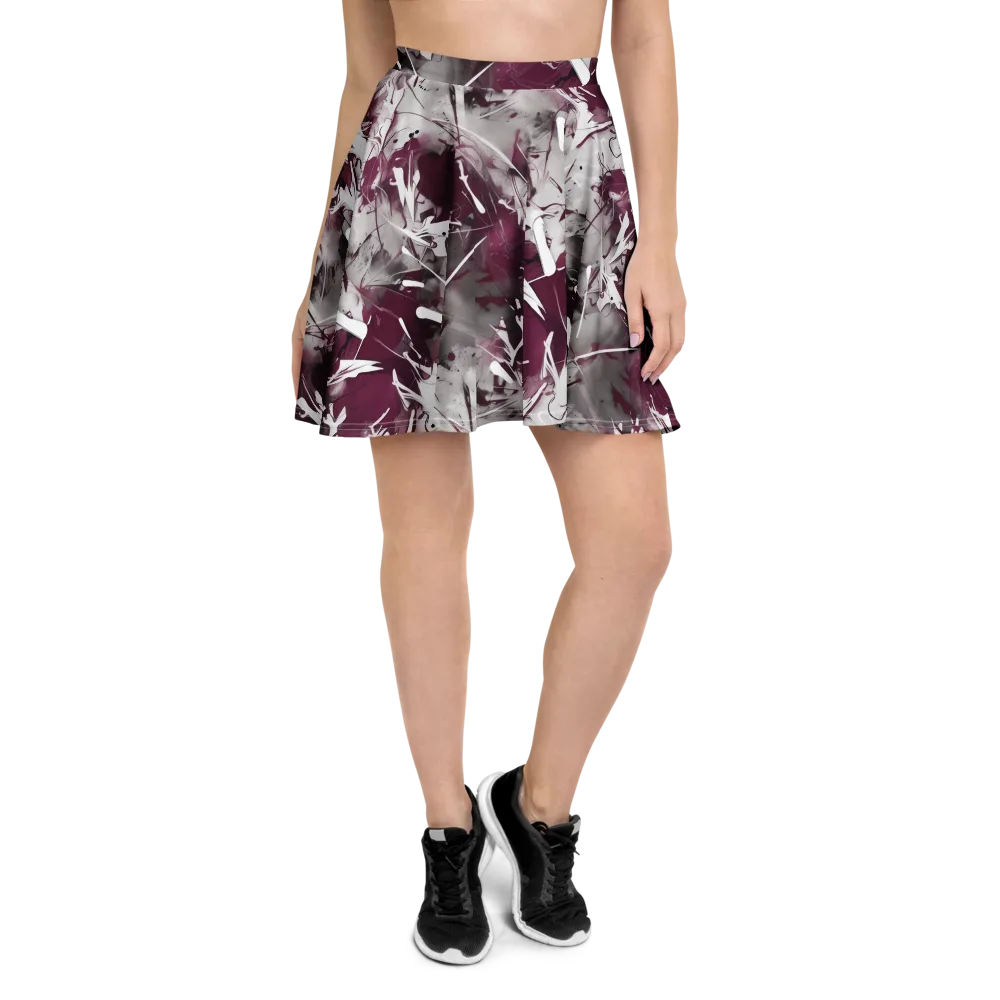 Burgundy Static on Skater Skirt — Front
