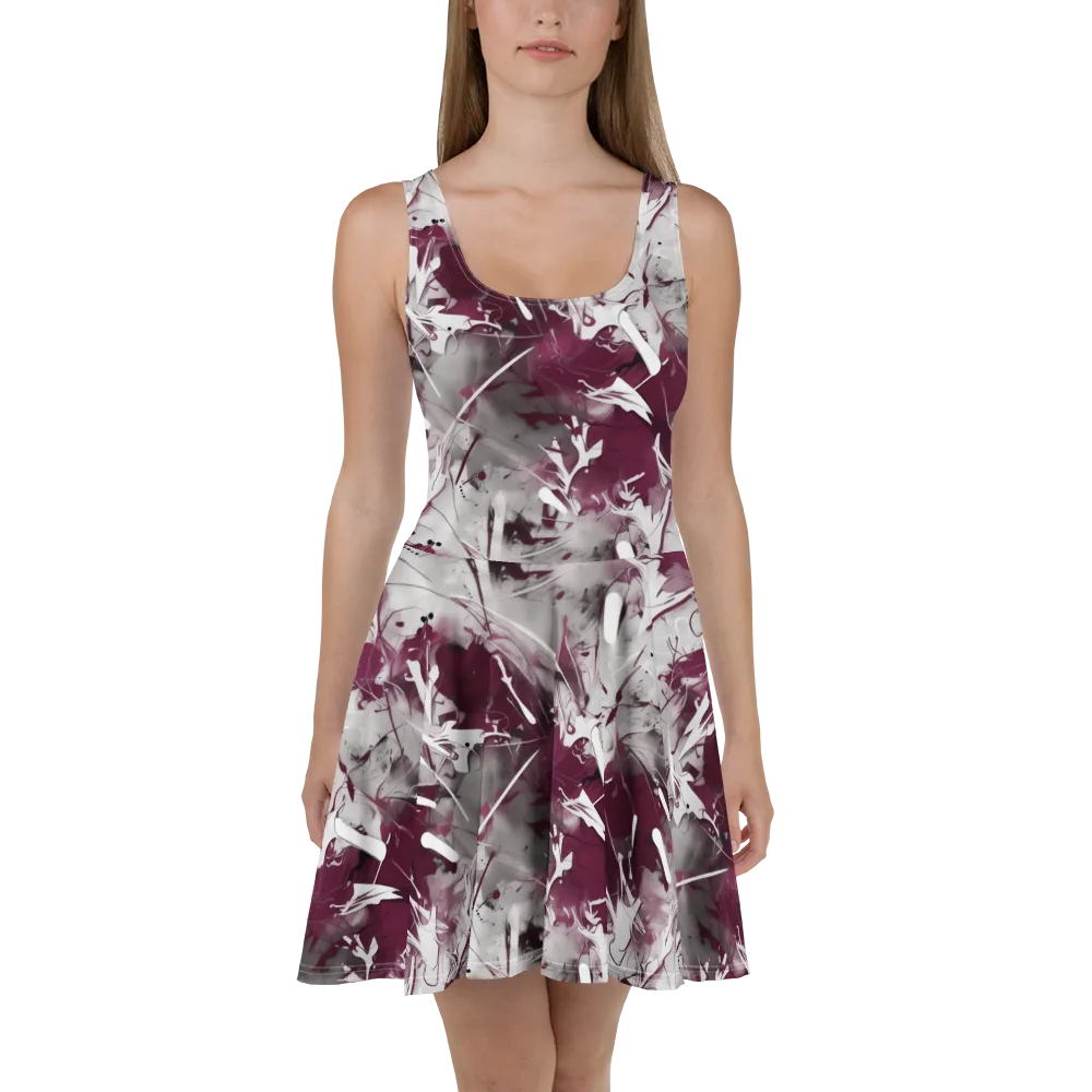 Burgundy Static on Skater Dress — Front