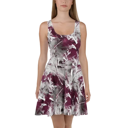 Burgundy Static on a Skater Dress
