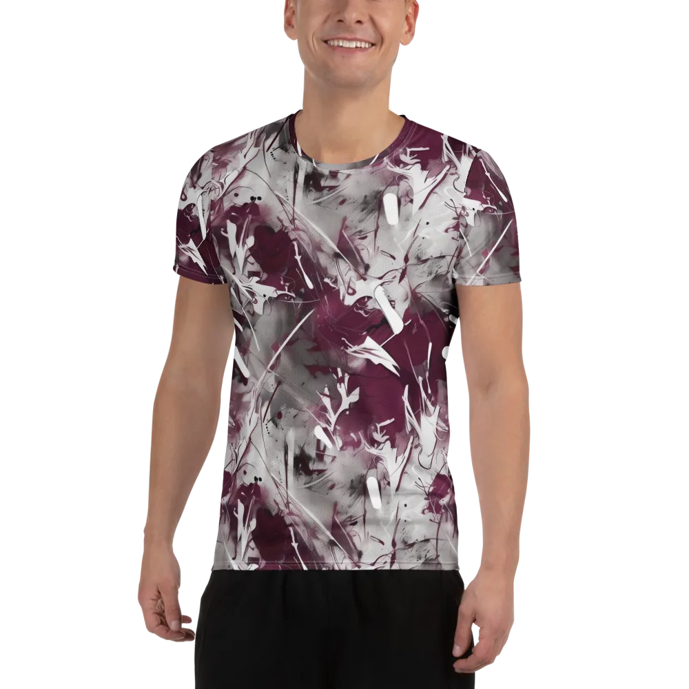 Burgundy Static on Men's Athletic T-Shirt — Front