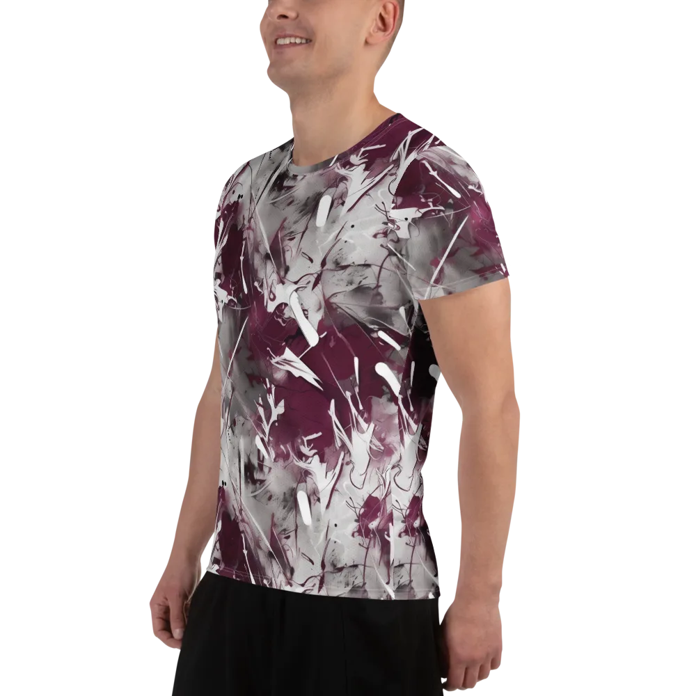 Burgundy Static on Men's Athletic T-Shirt — Left