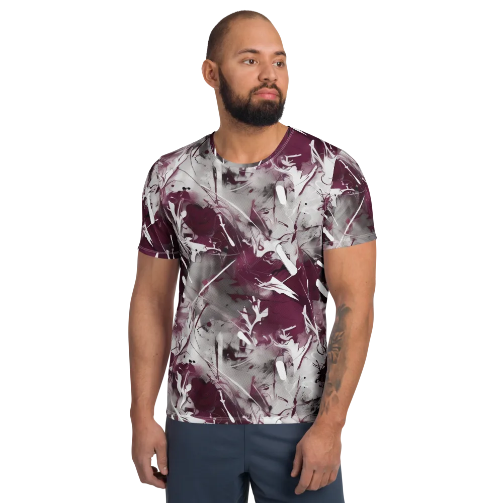 Burgundy Static on Men's Athletic T-Shirt — Front