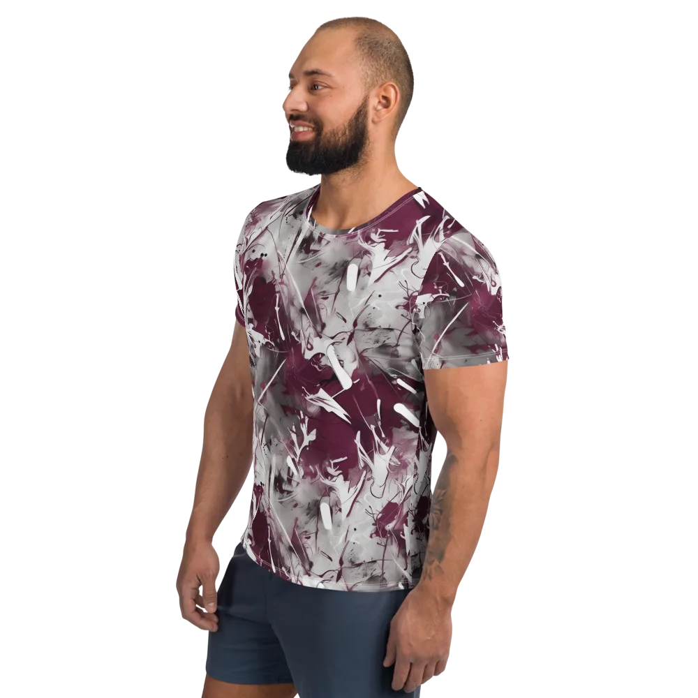 Burgundy Static on Men's Athletic T-Shirt — Left